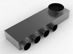 Collettore aria da sottofondo 160 in - 8 x 75 out sinistro Collettore aria da sottofondo 160 in - 8 x 75 out sinistro